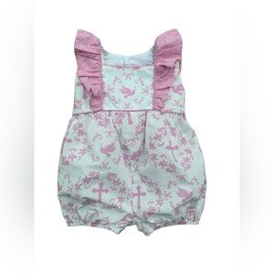 Eleanor Rose Size 2 Dove and Cross Print Bubble Romper